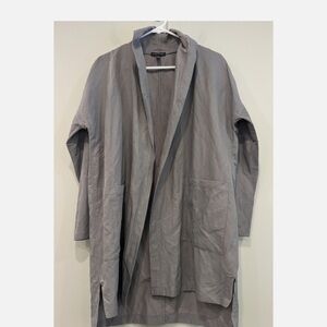 Eileen Fisher Grey Textured Oversized Potters Jacket Open Kimono Size XS